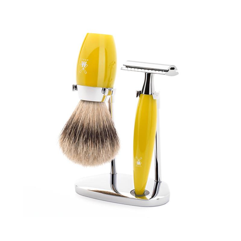 Kosmo Citrine 3-Piece Shaving Set - Fine Badger & Double Edge Safety Razor ( S81k874sr )